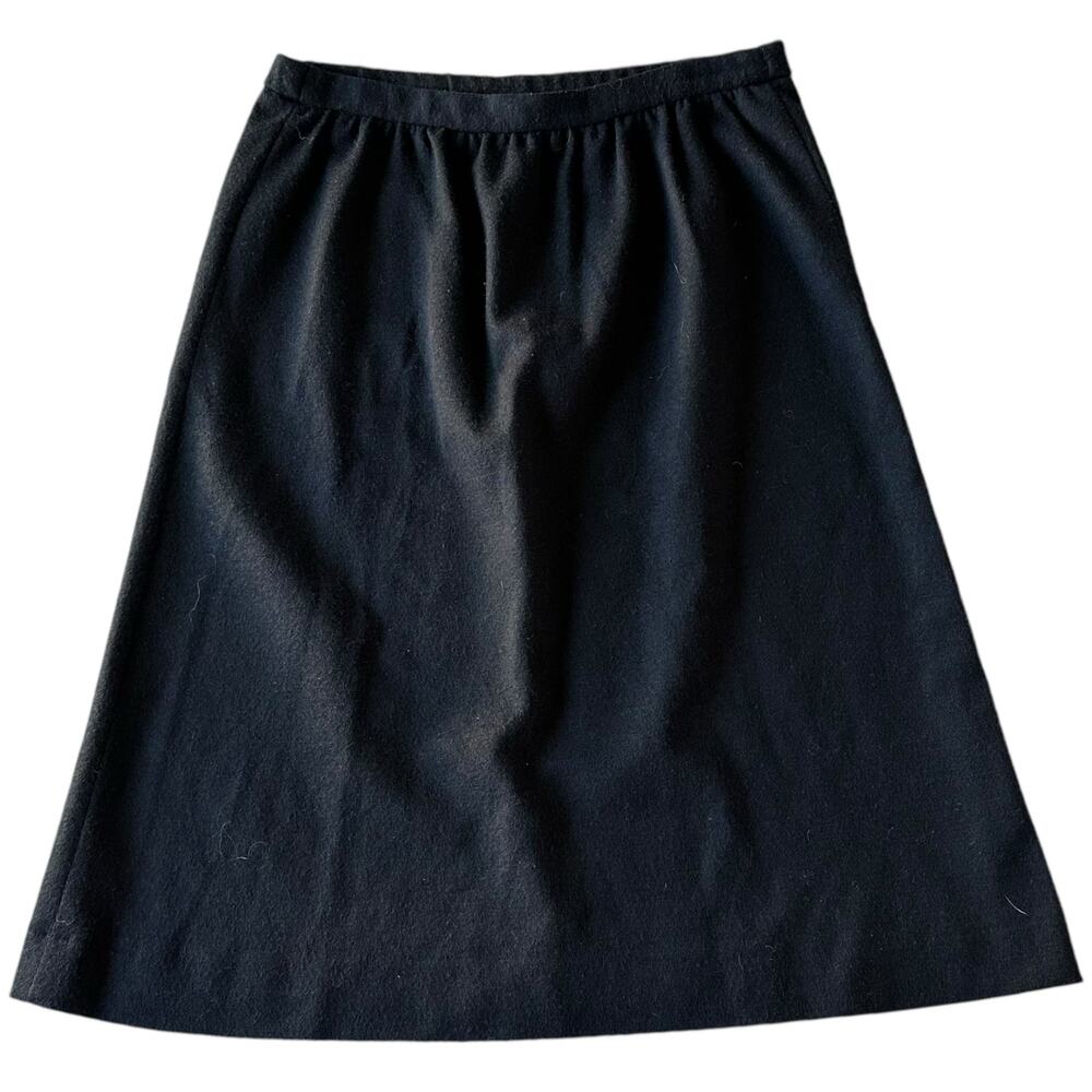 Vintage Skirt Womens Size 8 Black Wool Twee Goth Retro Dark Academia Modest